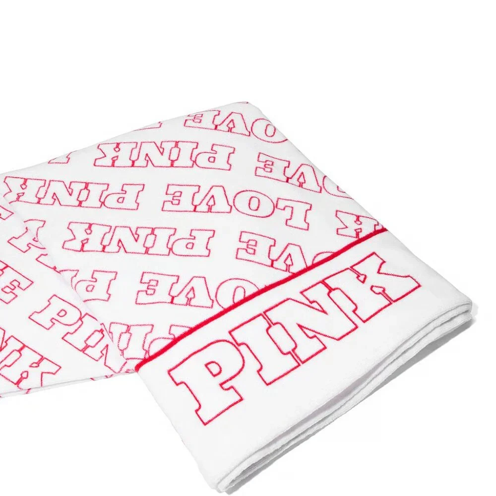 Victoria's Secret Love PINK Terry Towel White and Pink NWT